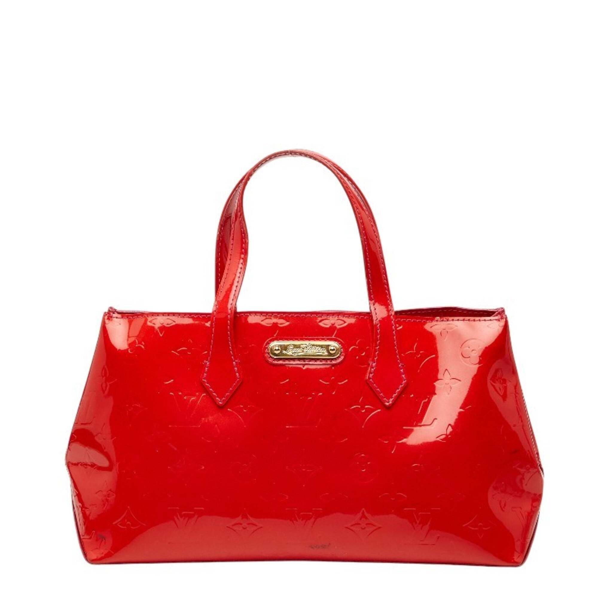 Louis Vuitton Monogram Vernis Wilshire Pm Handbag M93642 Pomme D'amour Red Pa...